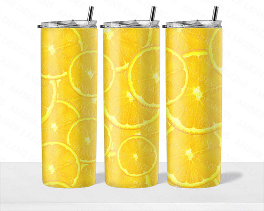 Lemon citrus fruit 20oz seamless SKINNY TUMBLER straight wrap 1 jpeg file