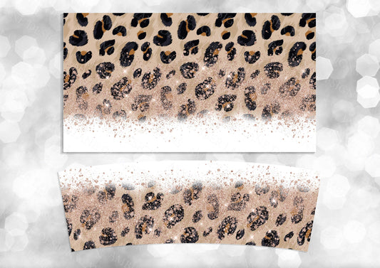 Leopard and Rose Gold Glitter 40oz TUMBLER Two Piece tumbler sublimation wrap png digital files