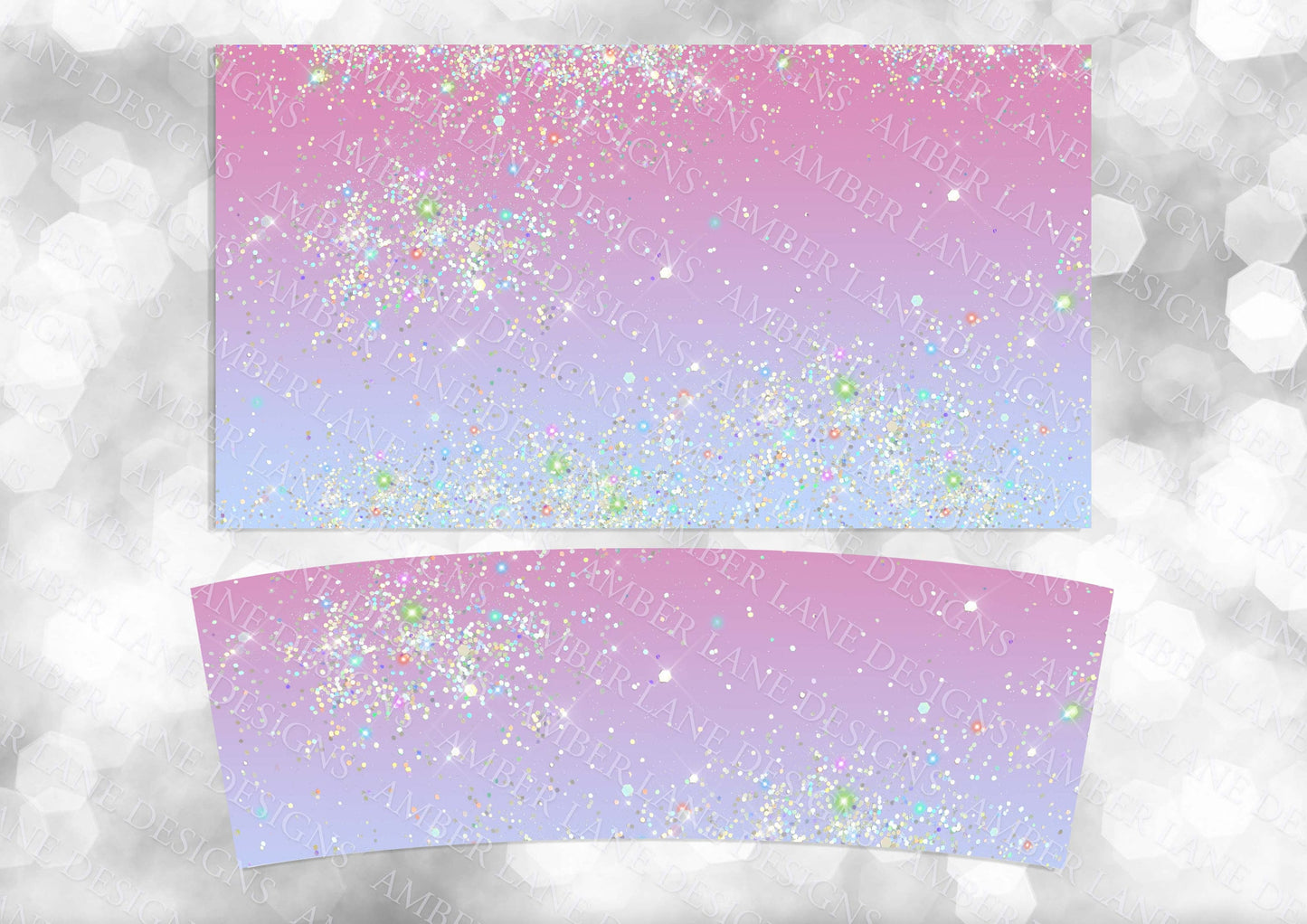 Purple Blue Glitter Ombre 40oz TUMBLER Two Piece tumbler sublimation wrap png digital files