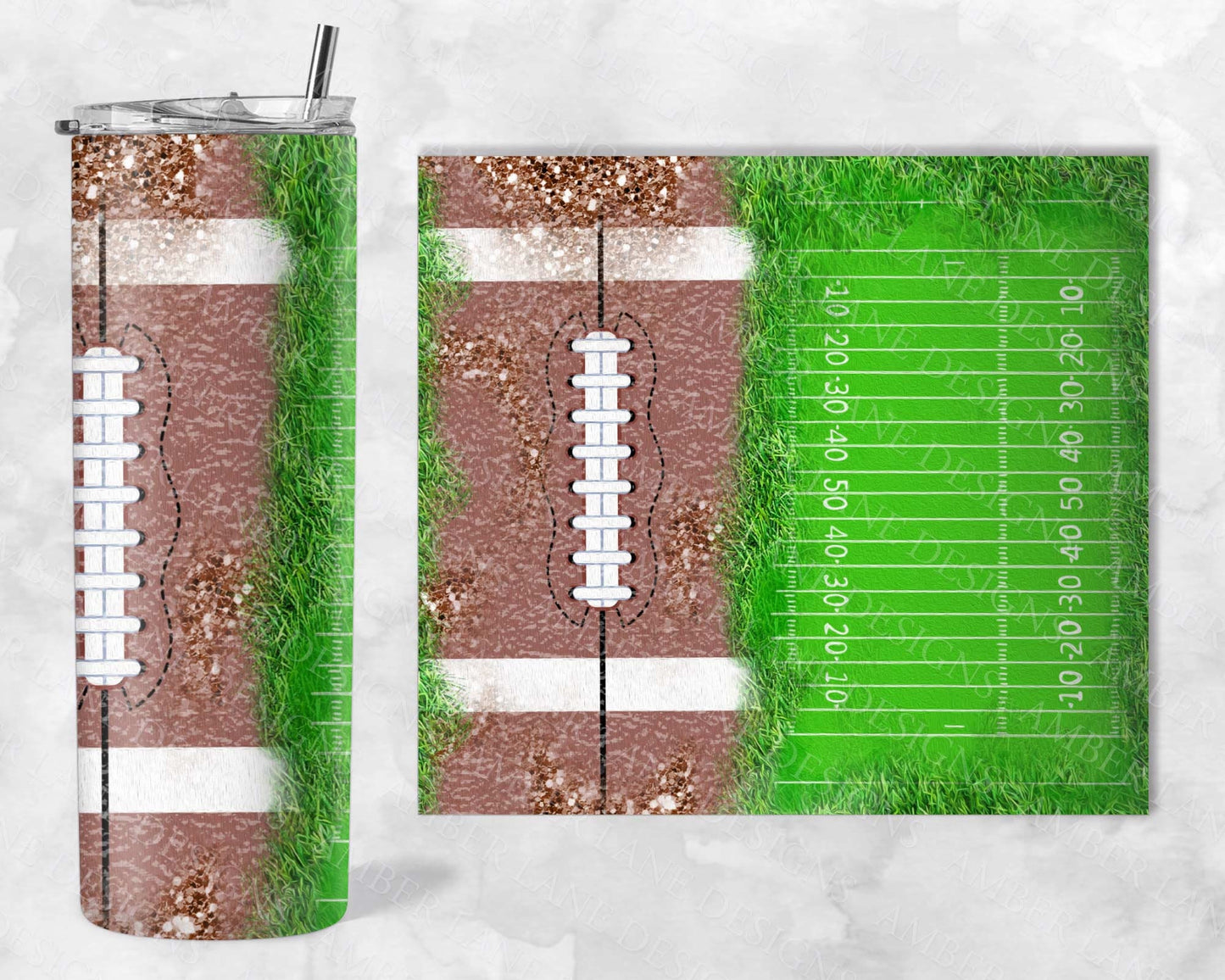 Football and football field 20oz SKINNY TUMBLER straight wrap 1 png file