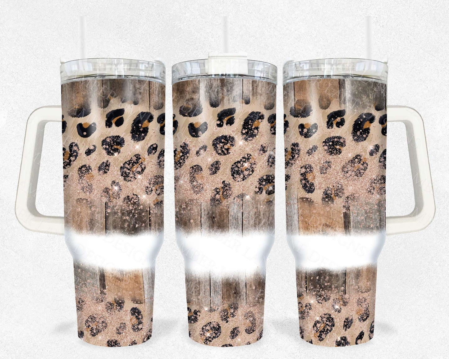 Cheetah Wood Grain and glitter 40oz TUMBLER Two Piece tumbler sublimation wrap png digital files