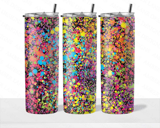 Rainbow splatter 20oz SKINNY TUMBLER straight wrap 1 Jpeg file