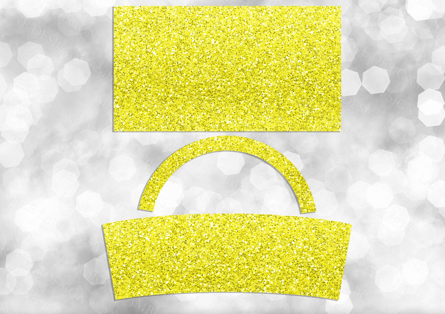 Yellow Glitter 40oz TUMBLER Three Piece tumbler sublimation wrap png digital files