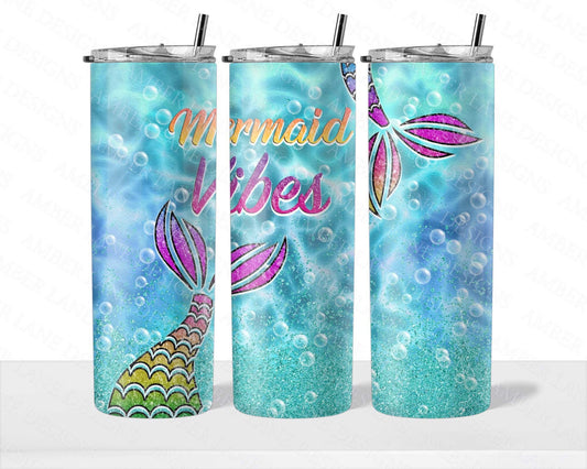 Mermaid Vibes 20oz SKINNY TUMBLER straight wrap 1 jpeg file
