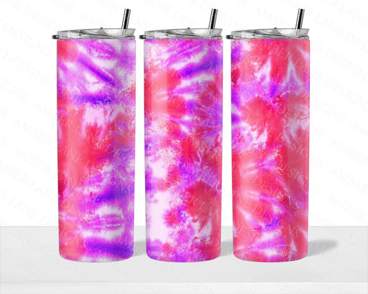 Pink and purple tie dye 20oz SKINNY TUMBLER straight wrap 1 jpeg file