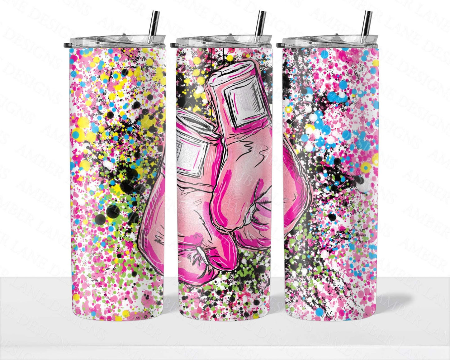 Pink Boxing Gloves 20oz SKINNY TUMBLER straight wrap 1 jpeg file