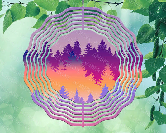 Forset Trees Silhouette night sky wind spinner to fit 10" x 10" png file