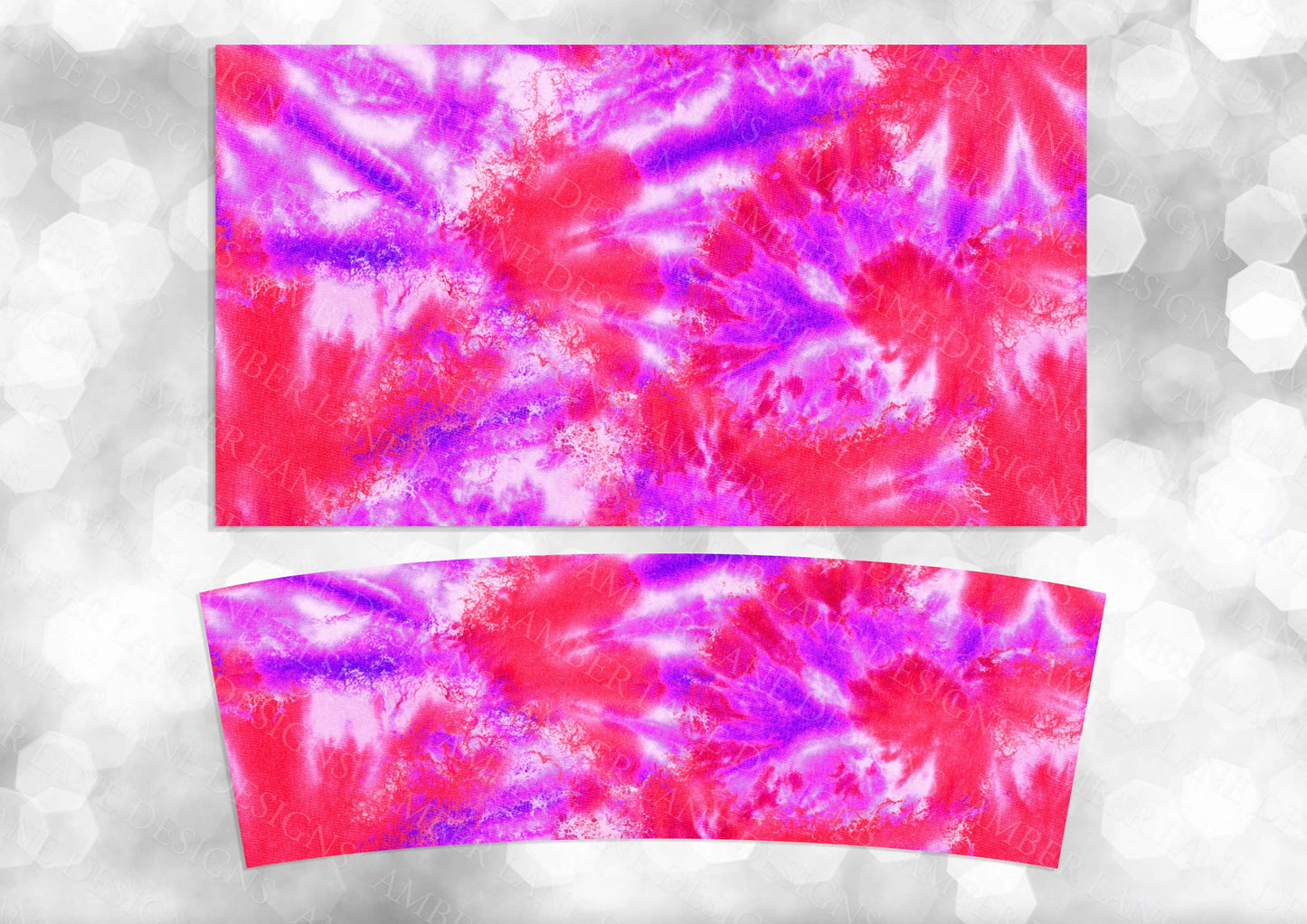 Pretty in Pink: Tie-Dye 40oz Tumbler Two-Piece Set Radiant Reverie Bubblegum Burst Floral Fusion Cotton Candy Bliss