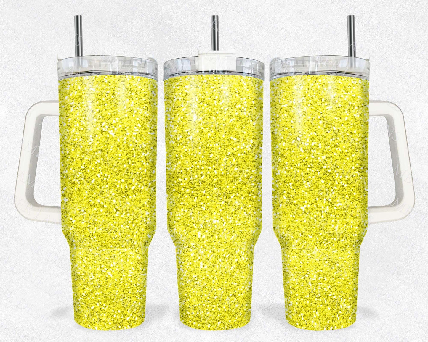 Yellow Glitter 40oz TUMBLER Three Piece tumbler sublimation wrap png digital files