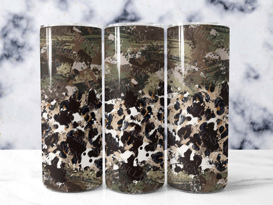 Camouflage Cowhide and Leopard 20oz SKINNY TUMBLER straight wrap 1 jpeg file