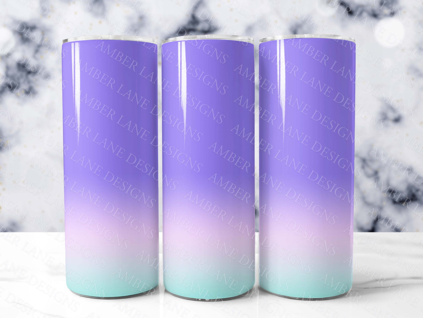 Blue Pink and Purple Gradient 20oz SKINNY TUMBLER wrap Pastel Cascadee Hues of Harmony Chic Spectrum Ombre Elegance Radient