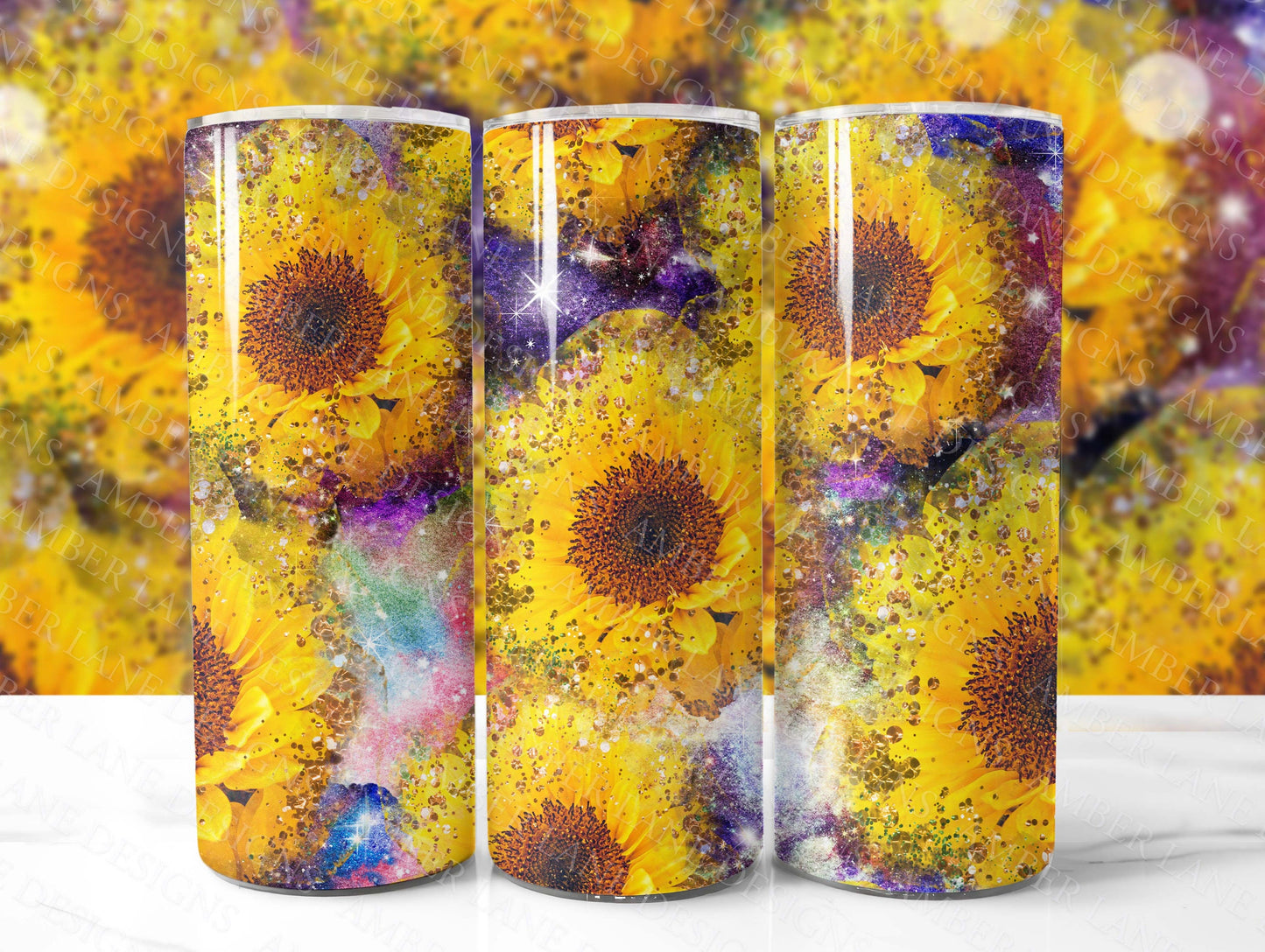 Sunflower galaxy 20oz SKINNY TUMBLER straight wrap 1 jpeg file