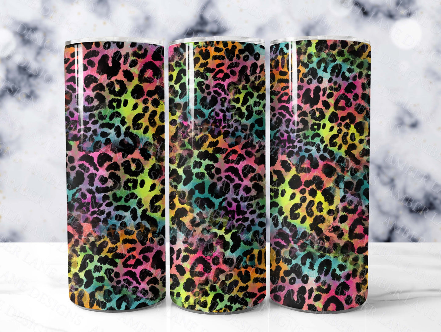 Rainbow Cheetah Leopard 20oz SKINNY TUMBLER wrap