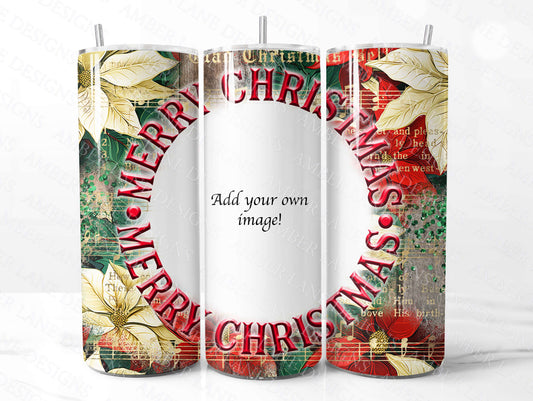 Merry Christmas-add your own text or image 20oz SKINNY TUMBLER wrap, jpeg, PNG, beach affect