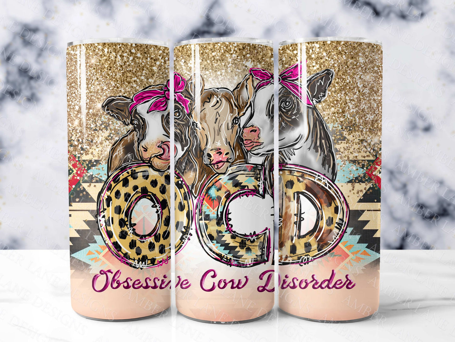 OCD obsessive Cow Disorder 20oz SKINNY TUMBLER wrap