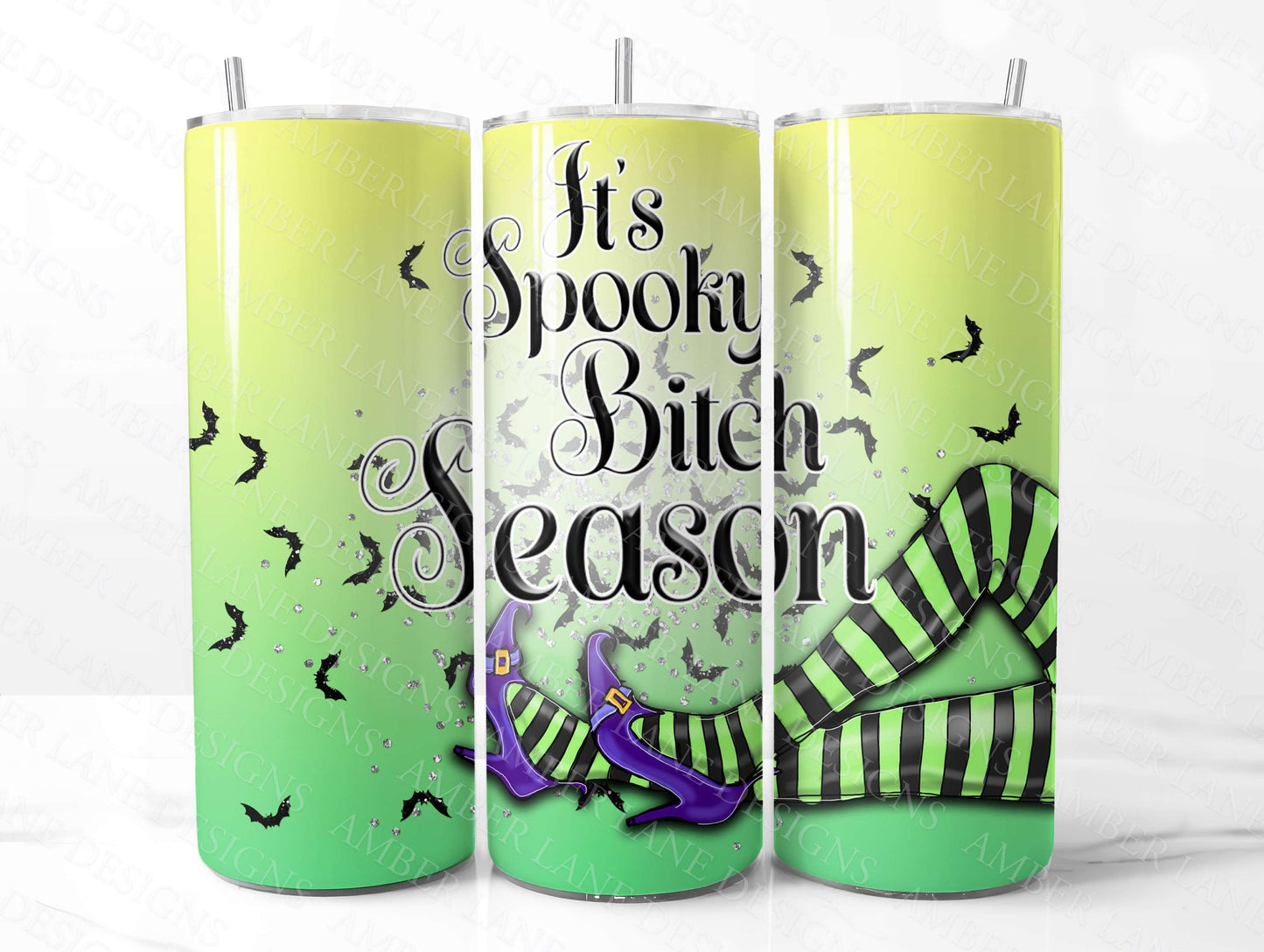 It's spooky bitch season witches legs 20oz SKINNY TUMBLER wrap