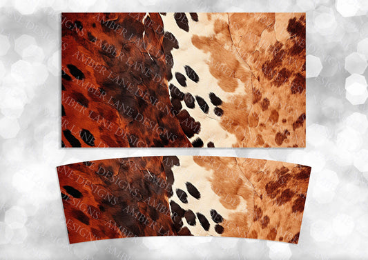 Cowhide print 40oz TUMBLER Two Piece tumbler sublimation wrap png digital files
