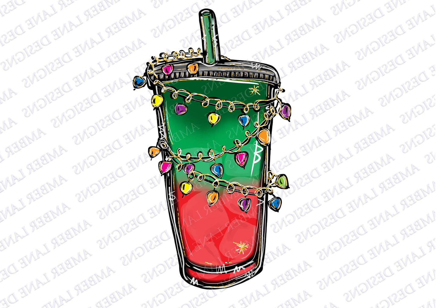 Christmas lights Loaded Tea PNG , doodle sublimation