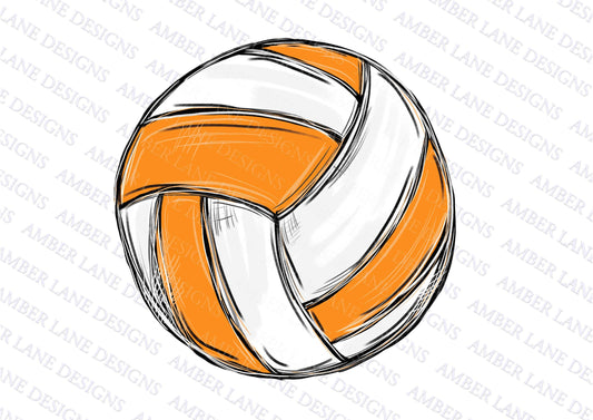 Orange team colors Volleyball Watercolor Sublimation, 2 PNG Designs