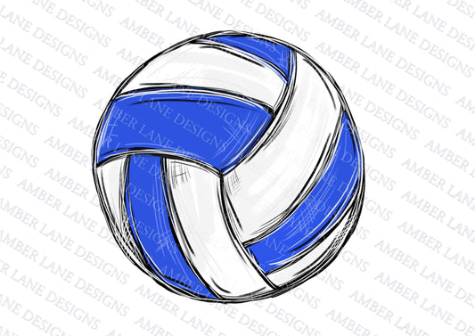 Blue team colors Volleyball Watercolor Sublimation, 2 PNG Designs