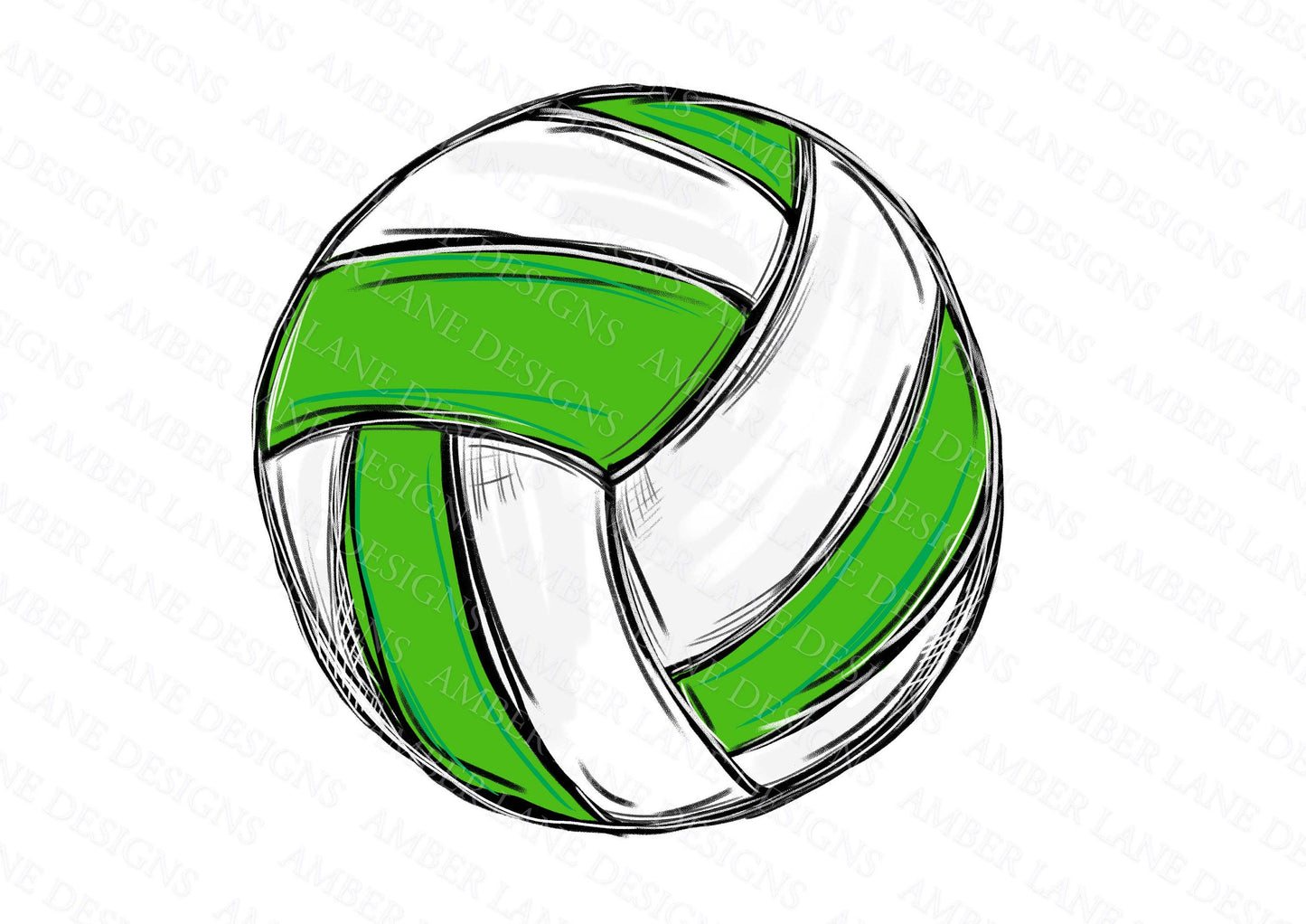Green team colors Volleyball Watercolor Sublimation, 2 PNG Designs
