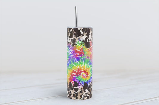 Wild Elegance Safari Chic Sips Tie Dye Boho Luxe Libation: 20oz Skinny with Tie-Dye and Animal Print