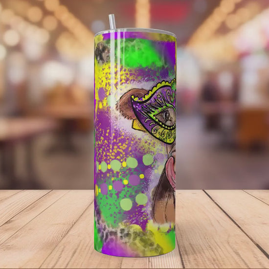 Mardi Gras 20oz cute cow lick   20oz SKINNY TUMBLER straight wrap 1 jpeg file