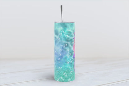 Mermaid with pink hair 20oz SKINNY TUMBLER straight wrap 1 jpeg file