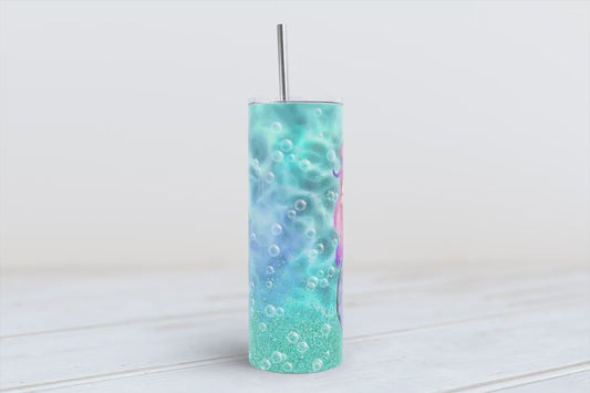 Mermaid with pink hair 20oz SKINNY TUMBLER straight wrap 1 jpeg file