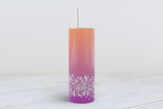 Orange and Purple ombre diamonds and glitter  20oz SKINNY TUMBLER straight wrap 1 jpeg file