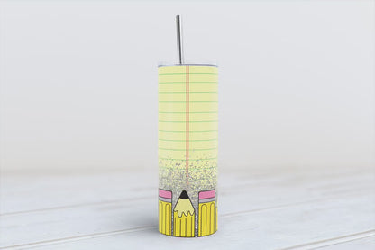 School pencils and paper 20oz SKINNY TUMBLER wrap
