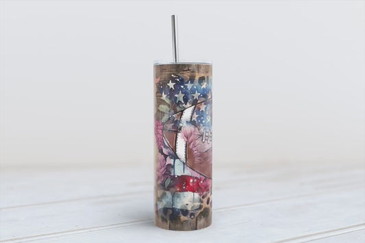 Floral Football 20oz SKINNY TUMBLER straight wrap 1 png file