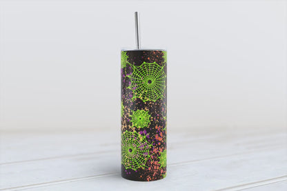 Spider webs paint splatter 20oz SKINNY TUMBLER straight wrap 1 jpeg file