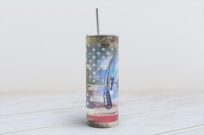 USA Fishing with camouflage  20oz SKINNY TUMBLER straight wrap 1 jpeg file