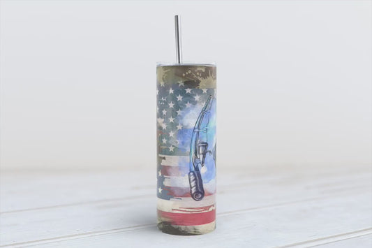 USA Fishing with camouflage  20oz SKINNY TUMBLER straight wrap 1 jpeg file