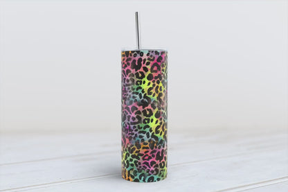 Rainbow Cheetah Leopard 20oz SKINNY TUMBLER wrap