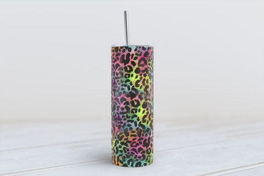 Rainbow Cheetah Leopard 20oz SKINNY TUMBLER wrap