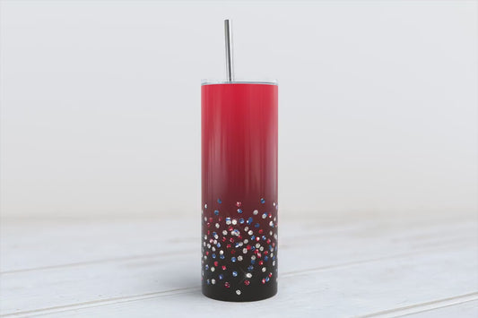 Red and Blue ombre glitter tumbler 20oz SKINNY TUMBLER straight wrap 1 jpeg file