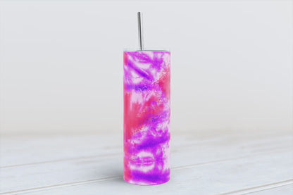 Pink and purple tie dye 20oz SKINNY TUMBLER straight wrap 1 jpeg file