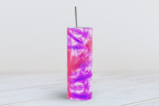 Pink and purple tie dye 20oz SKINNY TUMBLER straight wrap 1 jpeg file
