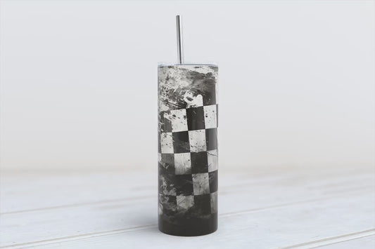 Grungy racing checkered flag 20oz SKINNY TUMBLER straight wrap 1 jpeg file