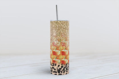 Glamorous Harvest Gold Glitter Pumpkin Leopard 20oz Skinny Pumpkin Spice and Everything Nice: