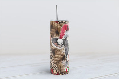 Cute Cow with Santa Hat,Merry Christmas Tumbler 20oz SKINNY TUMBLER wrap