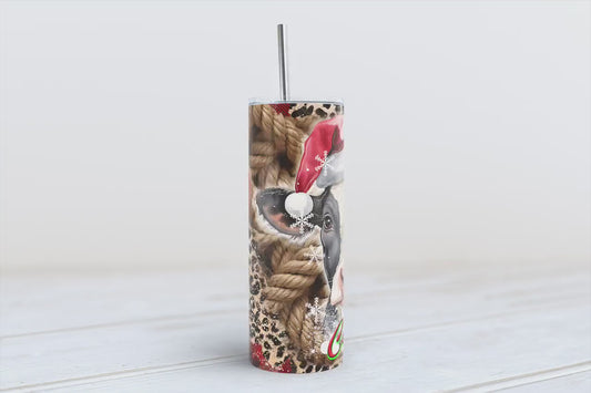 Cute Cow with Santa Hat,Merry Christmas Tumbler 20oz SKINNY TUMBLER wrap