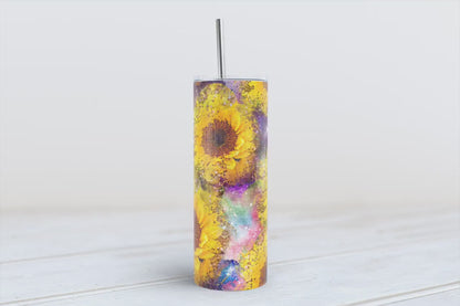 Sunflower galaxy 20oz SKINNY TUMBLER straight wrap 1 jpeg file