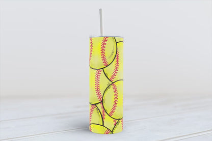 Softball tumbler 20oz SKINNY TUMBLER straight wrap 1 jpeg file