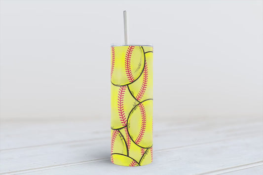 Softball tumbler 20oz SKINNY TUMBLER straight wrap 1 jpeg file