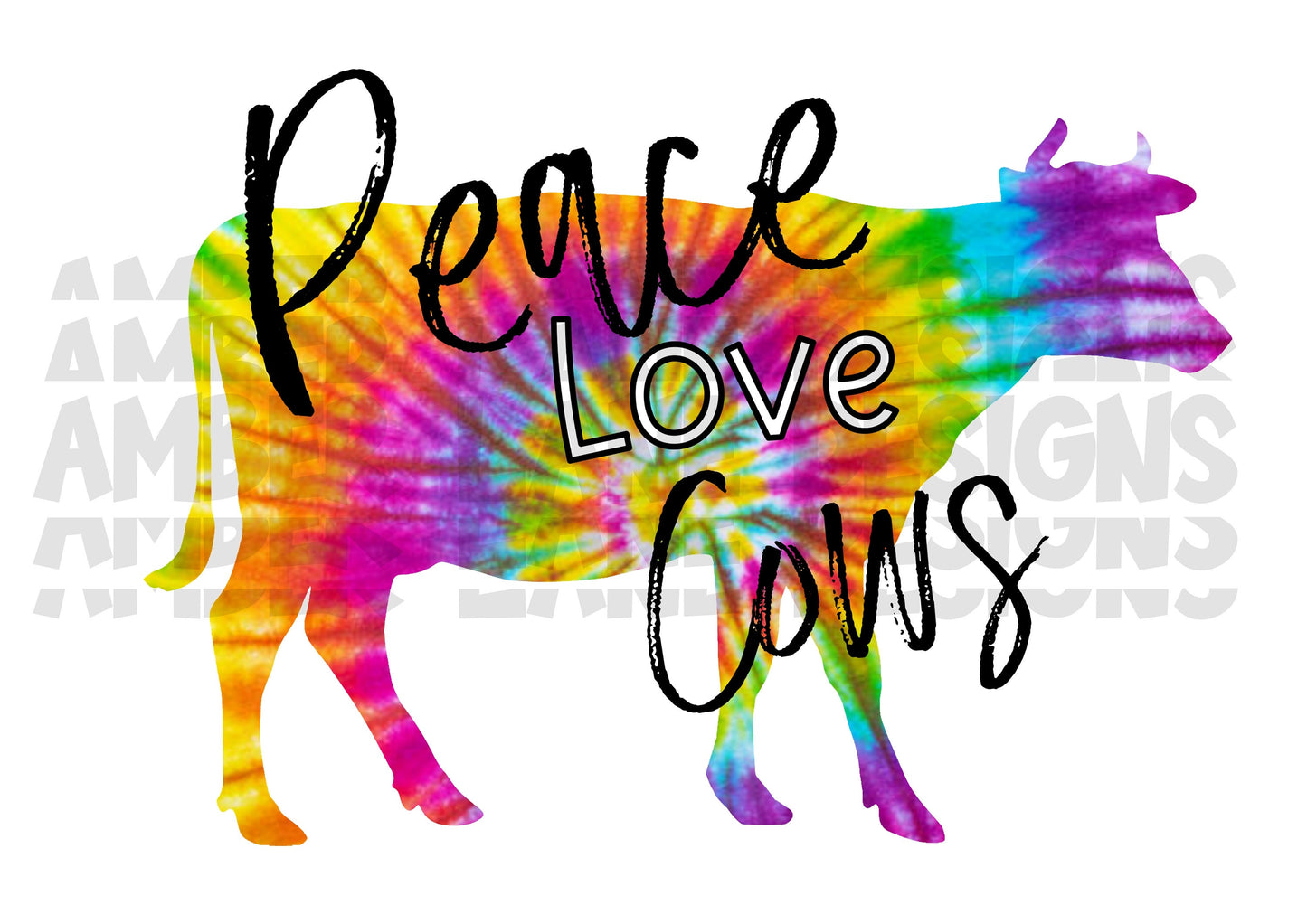 Peace Love COWS, Tie dye Png, Sublimation file tumbler wrap