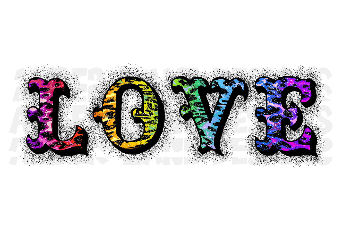 Love PNG, Rainbow Leopard Colors sublimation png , Spray Paint, Digital Download , Printable , Digital Art