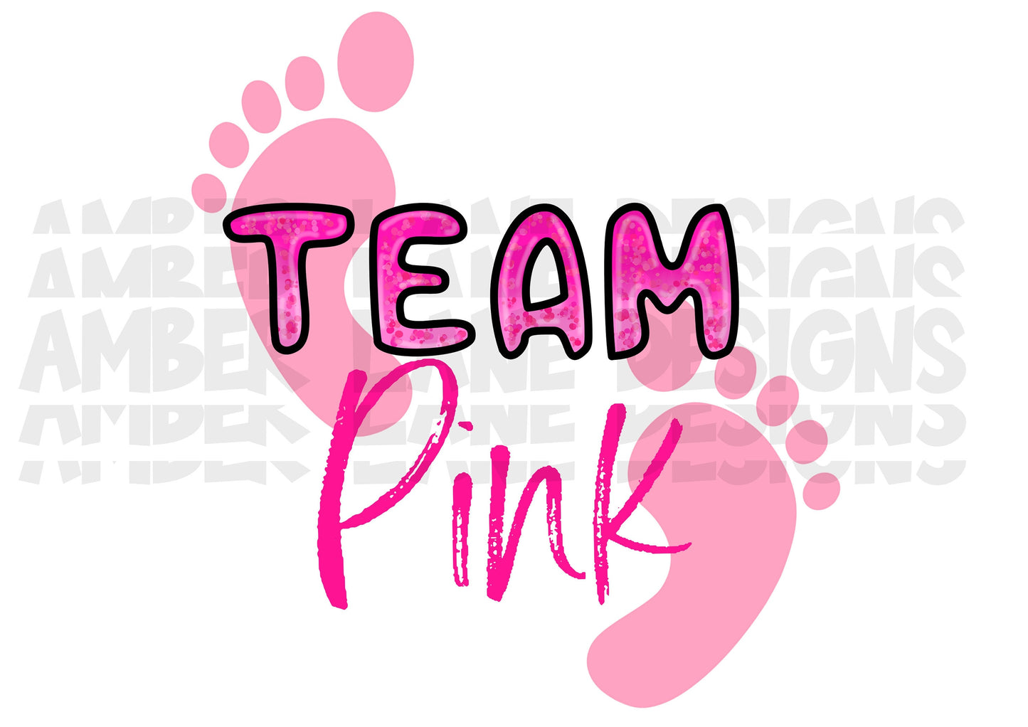 Team Pink PNG, Girl Baby Shower, Gender Reveal Print, Pregnancy Announcement.
